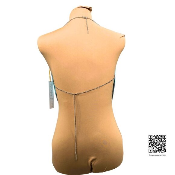 House of Harlow 1960 (Large - NWT) Teal Rhinestone Handkerchief Top - Picture 2 of 8